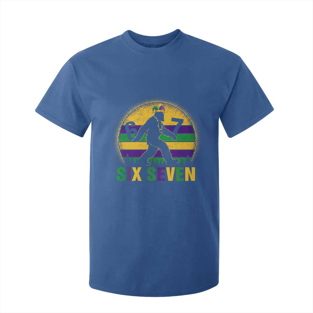 Funny Mardi Gras Bigfoot T Shirt For Kid Six Seven Meme
