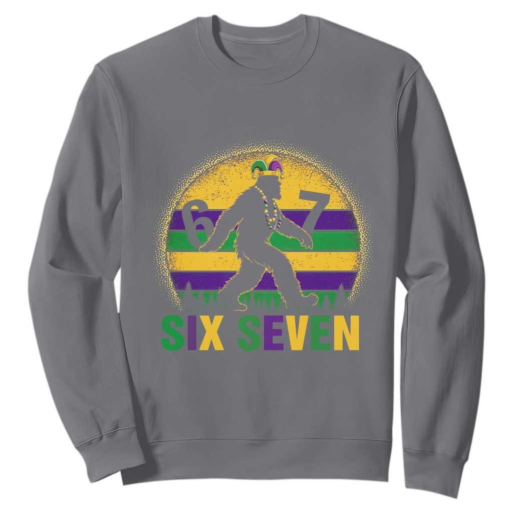 Funny Mardi Gras Bigfoot Sweatshirt Six Seven Meme