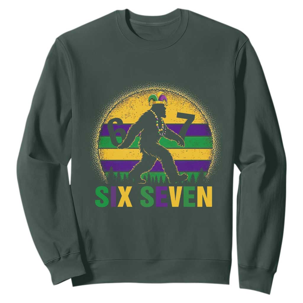 Funny Mardi Gras Bigfoot Sweatshirt Six Seven Meme