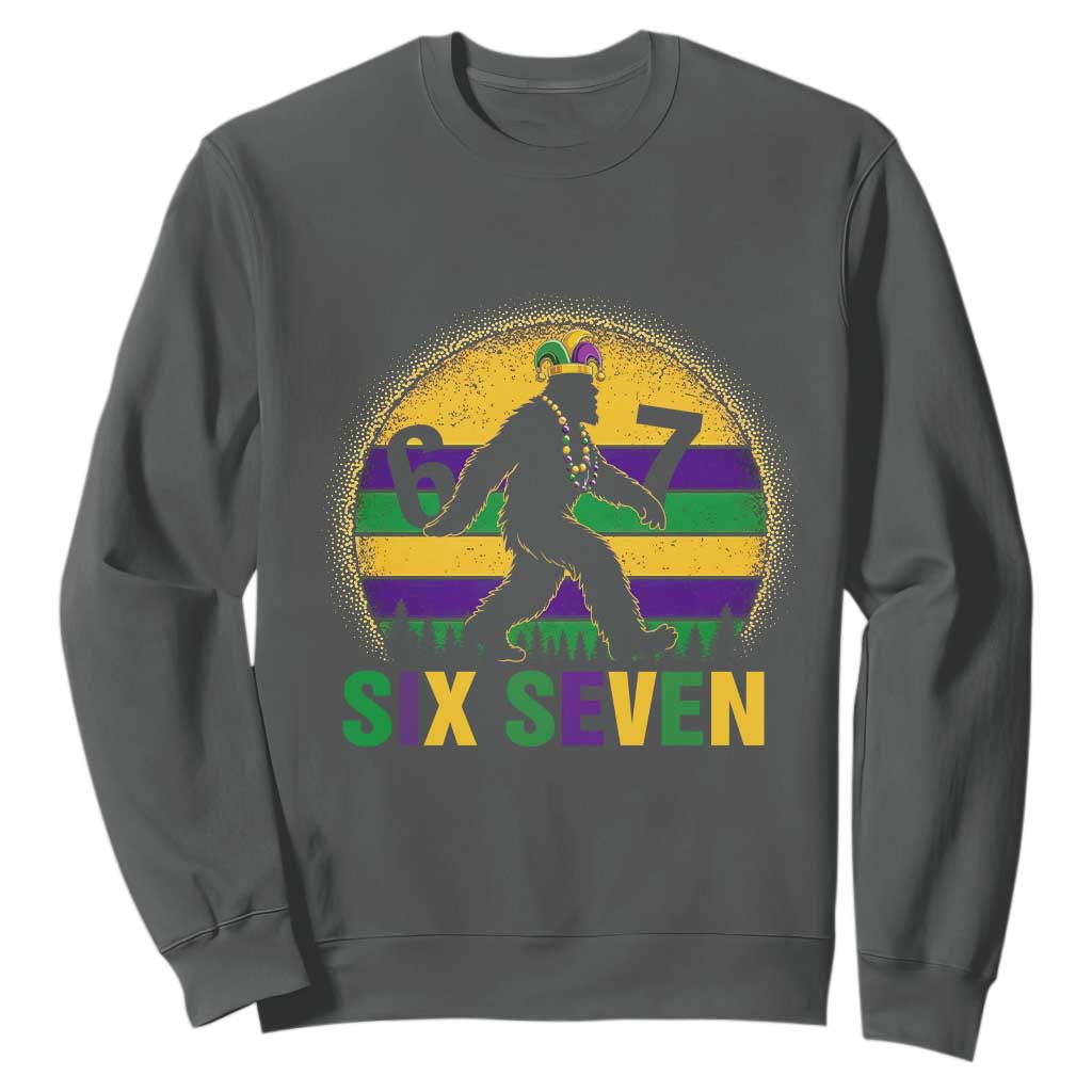 Funny Mardi Gras Bigfoot Sweatshirt Six Seven Meme