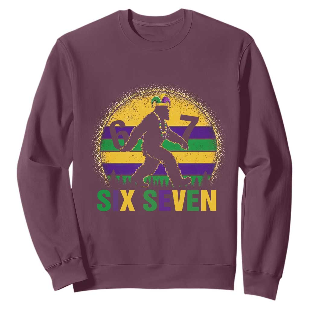 Funny Mardi Gras Bigfoot Sweatshirt Six Seven Meme