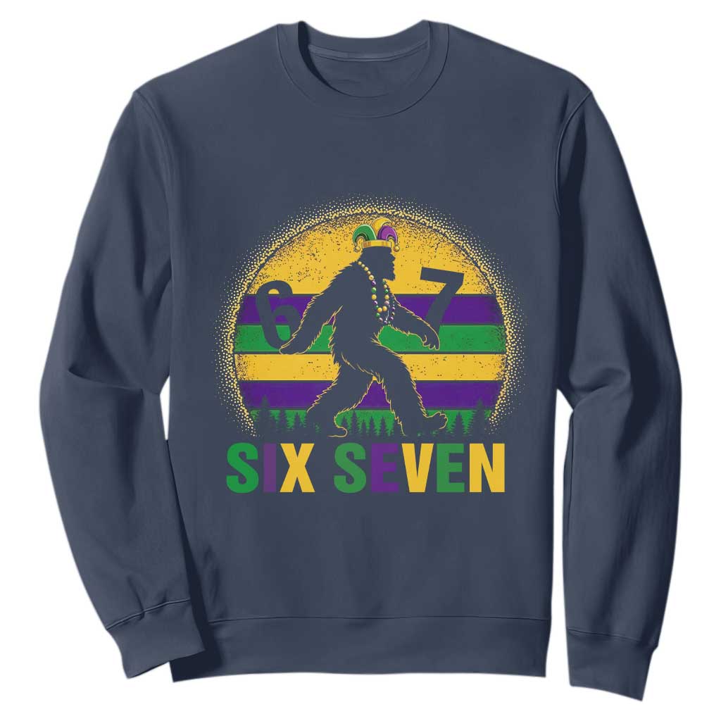 Funny Mardi Gras Bigfoot Sweatshirt Six Seven Meme
