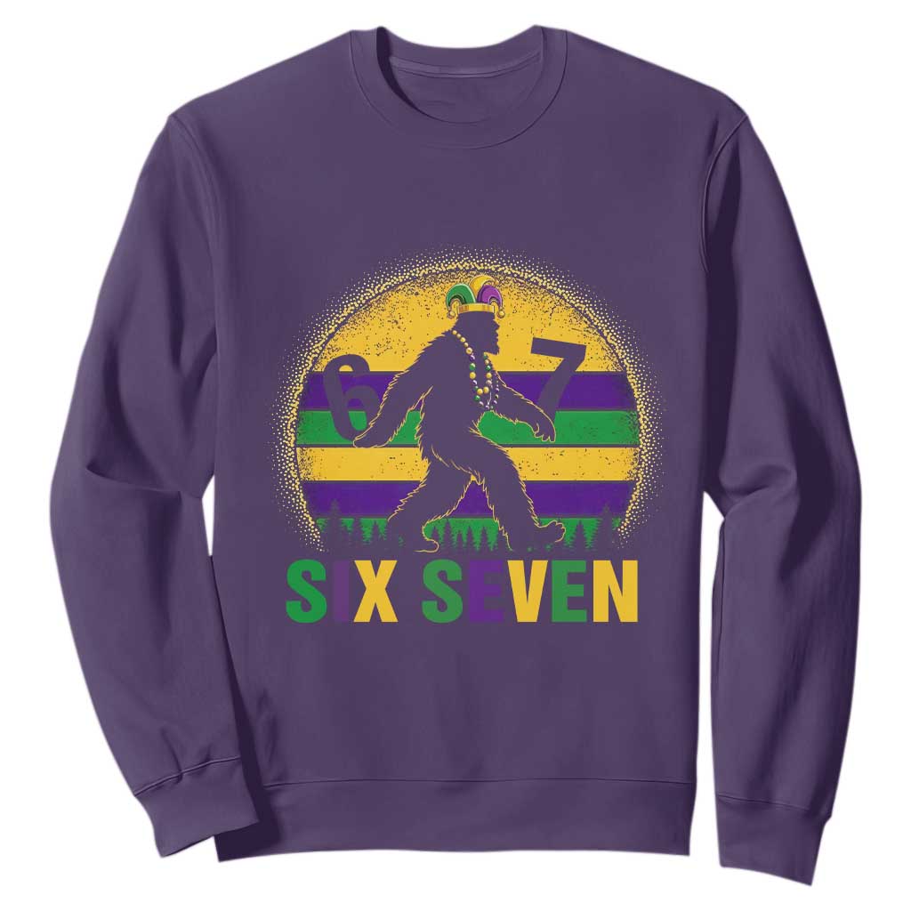 Funny Mardi Gras Bigfoot Sweatshirt Six Seven Meme