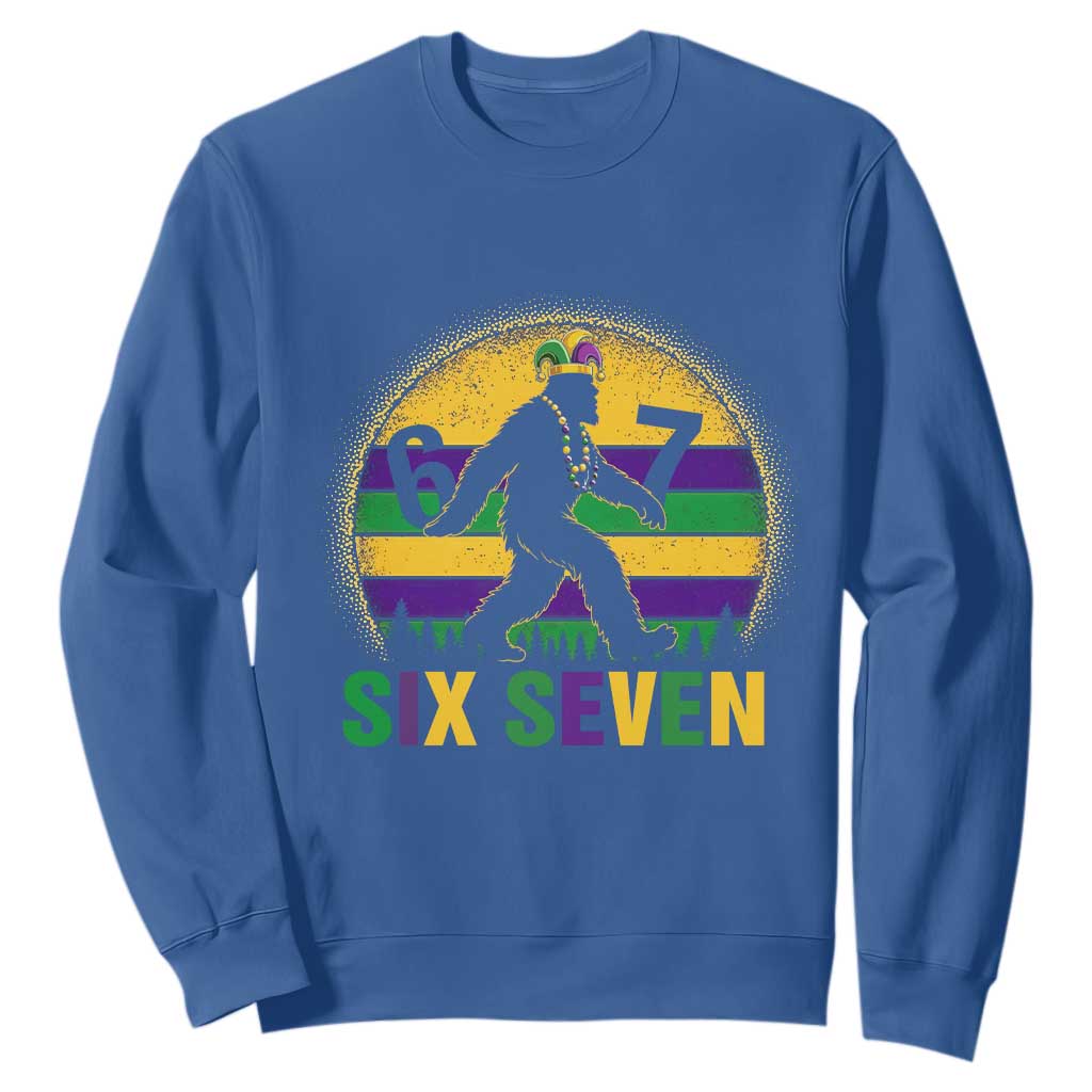 Funny Mardi Gras Bigfoot Sweatshirt Six Seven Meme