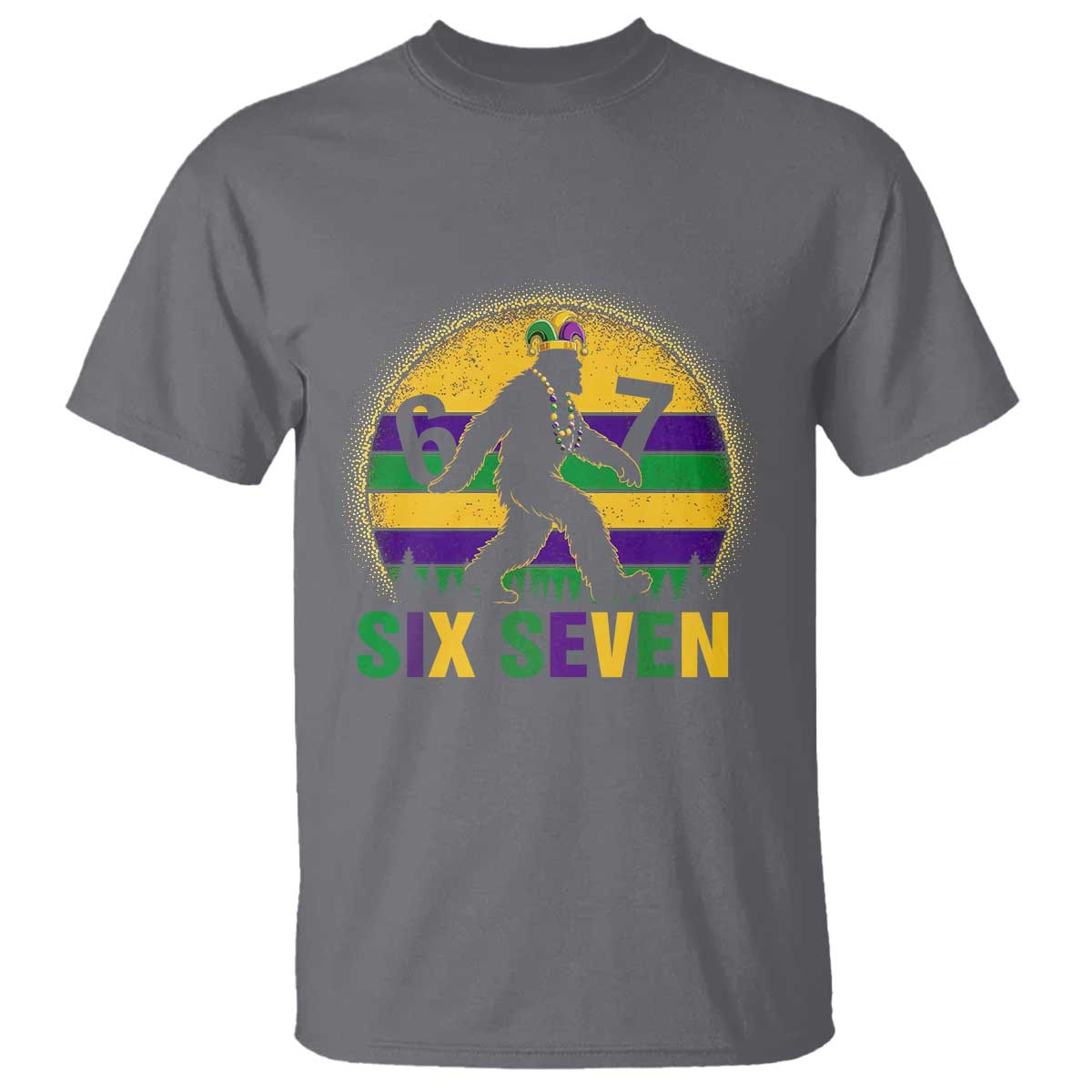 Funny Mardi Gras Bigfoot T Shirt Six Seven Meme
