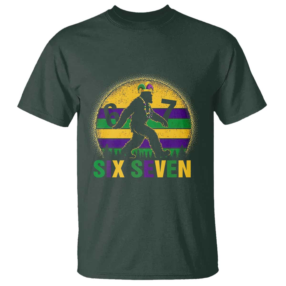 Funny Mardi Gras Bigfoot T Shirt Six Seven Meme