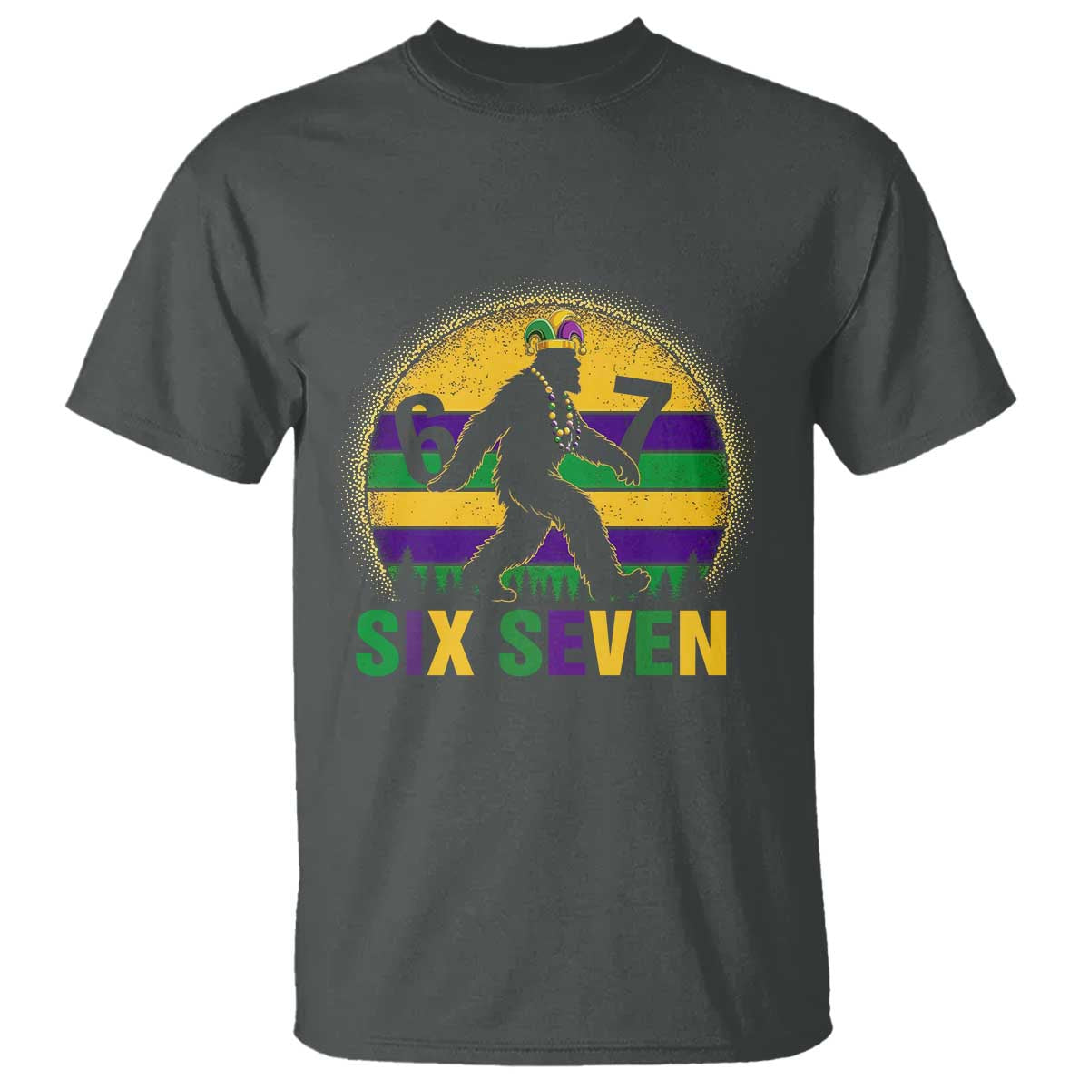 Funny Mardi Gras Bigfoot T Shirt Six Seven Meme