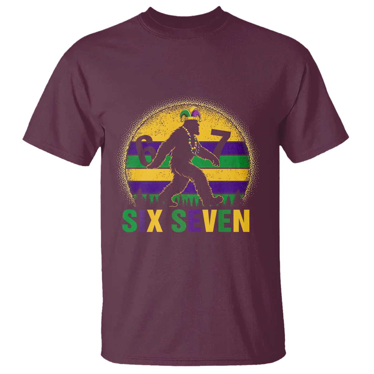 Funny Mardi Gras Bigfoot T Shirt Six Seven Meme