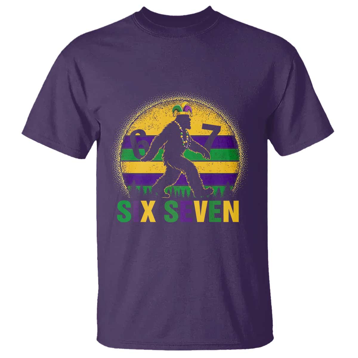Funny Mardi Gras Bigfoot T Shirt Six Seven Meme