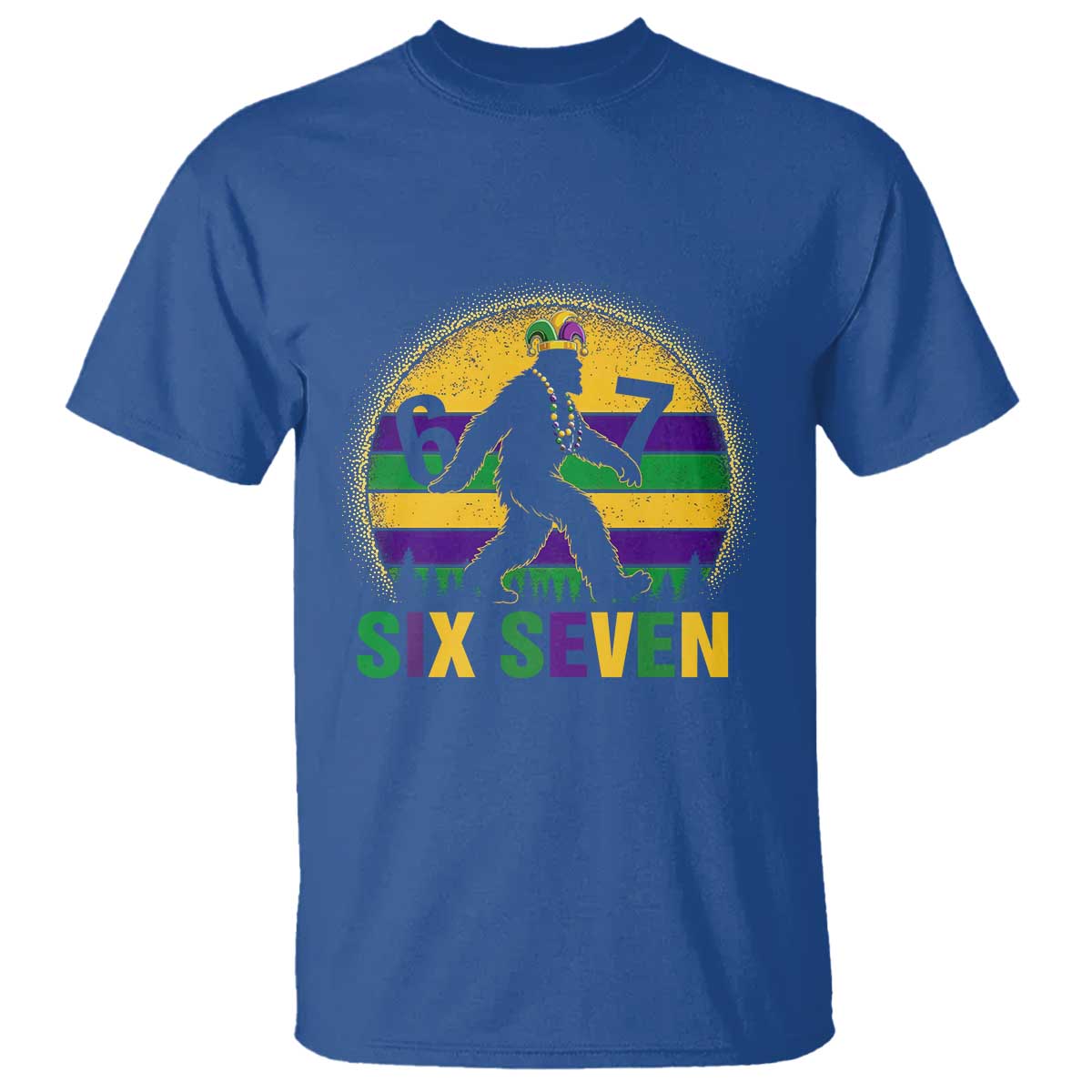 Funny Mardi Gras Bigfoot T Shirt Six Seven Meme