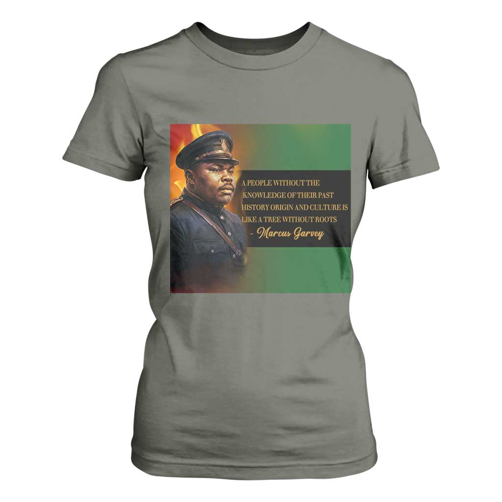Marcus Garvey Pan African Flag T Shirt For Women A People Without Knowledge Of Their Past Quote