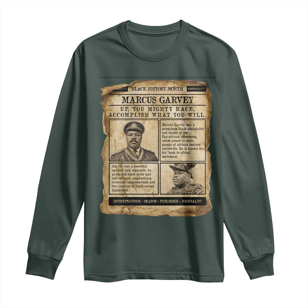 Vintage Newspaper Marcus Garvey Long Sleeve Shirt Up You Mighty Race Quote