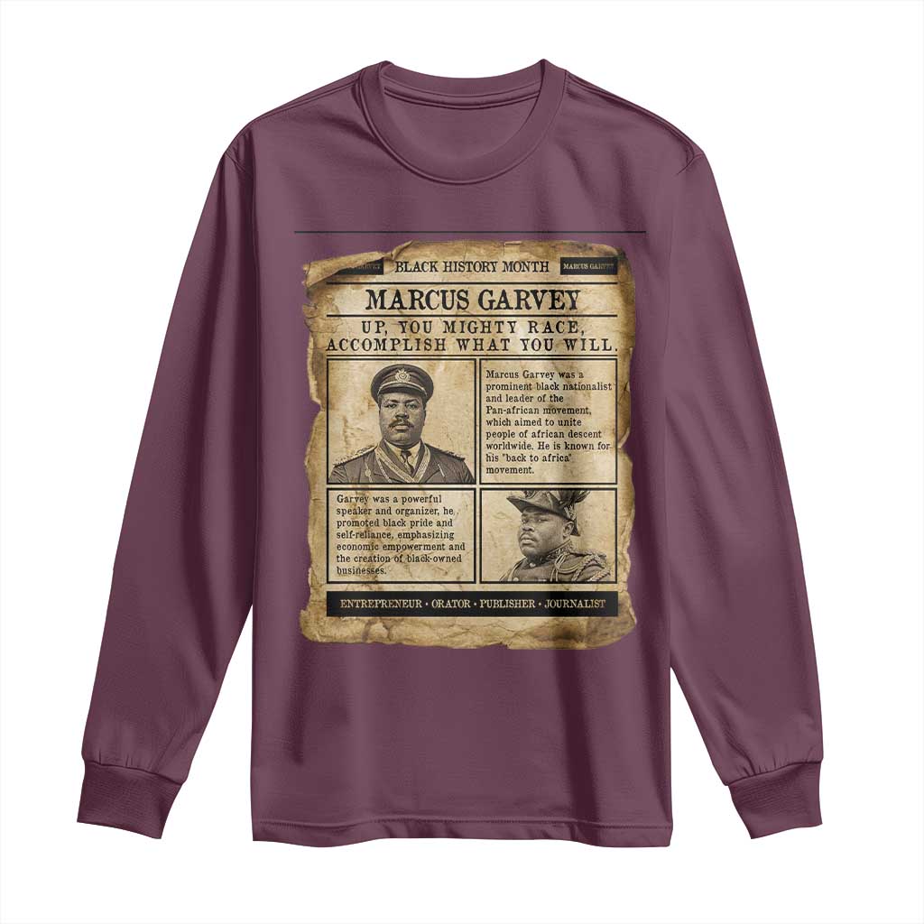 Vintage Newspaper Marcus Garvey Long Sleeve Shirt Up You Mighty Race Quote