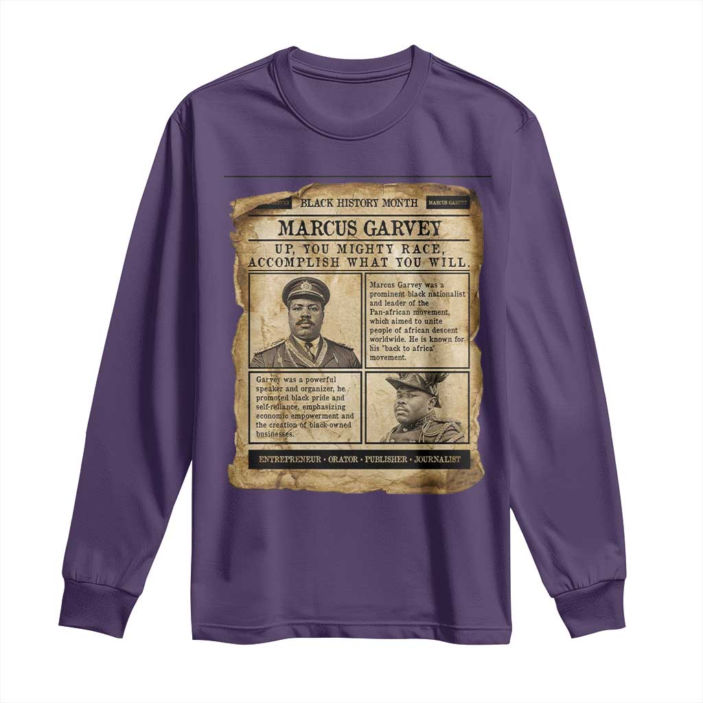 Vintage Newspaper Marcus Garvey Long Sleeve Shirt Up You Mighty Race Quote