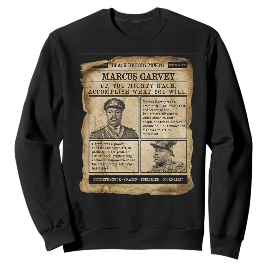 Vintage Newspaper Marcus Garvey Sweatshirt Up You Mighty Race Quote