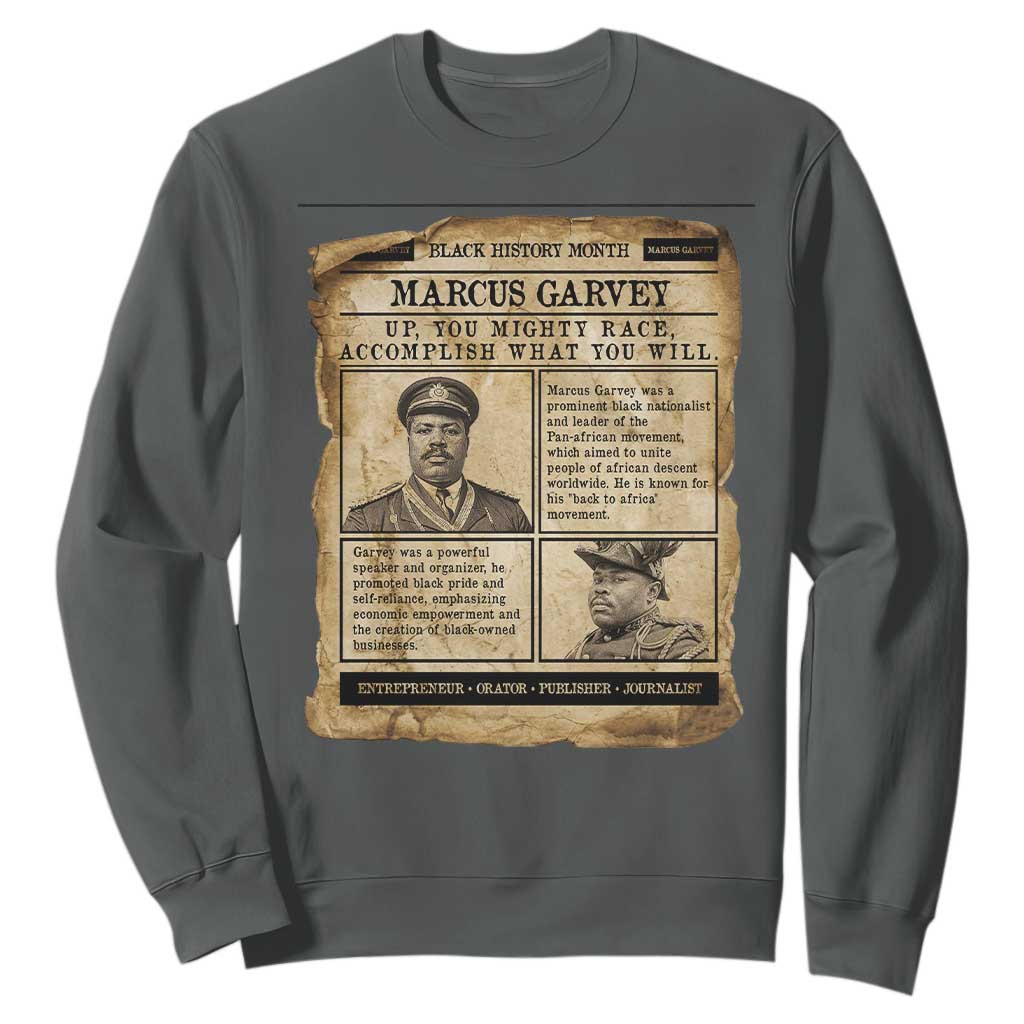 Vintage Newspaper Marcus Garvey Sweatshirt Up You Mighty Race Quote