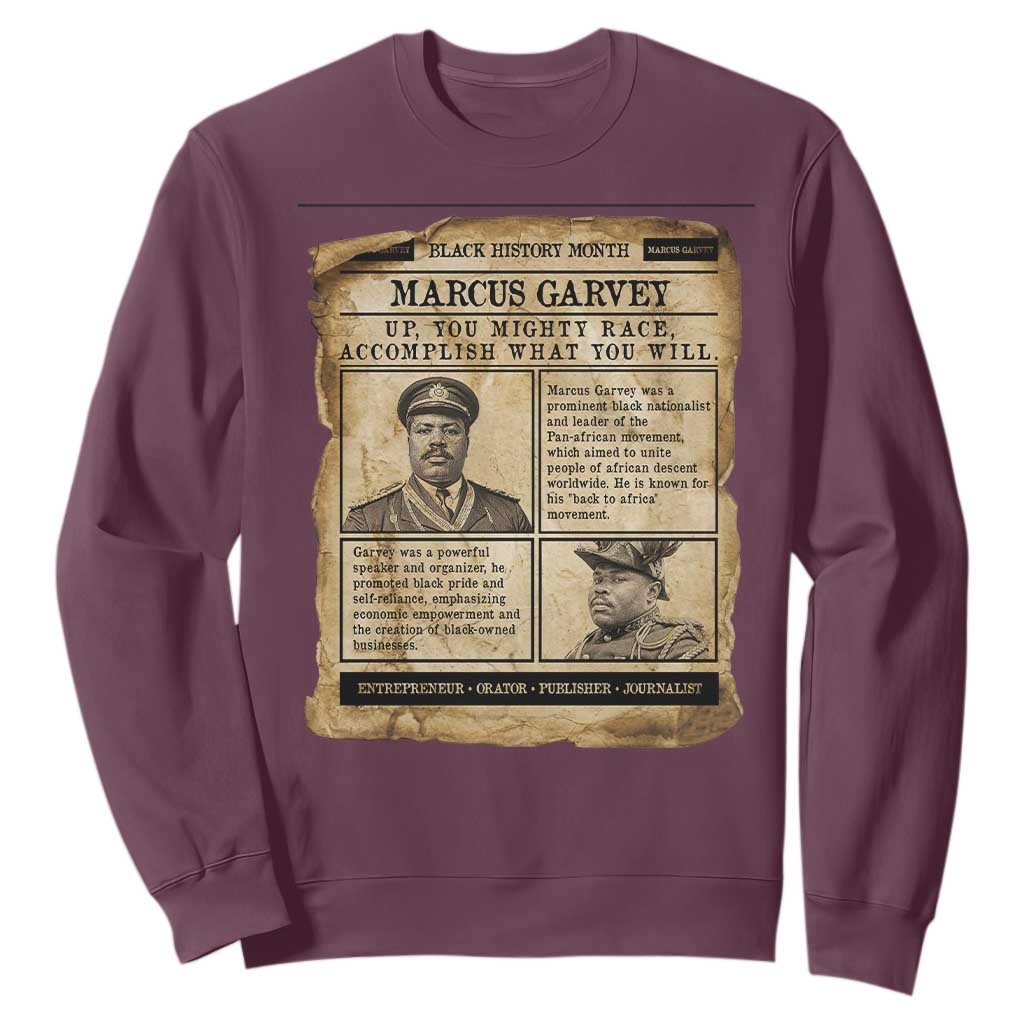 Vintage Newspaper Marcus Garvey Sweatshirt Up You Mighty Race Quote