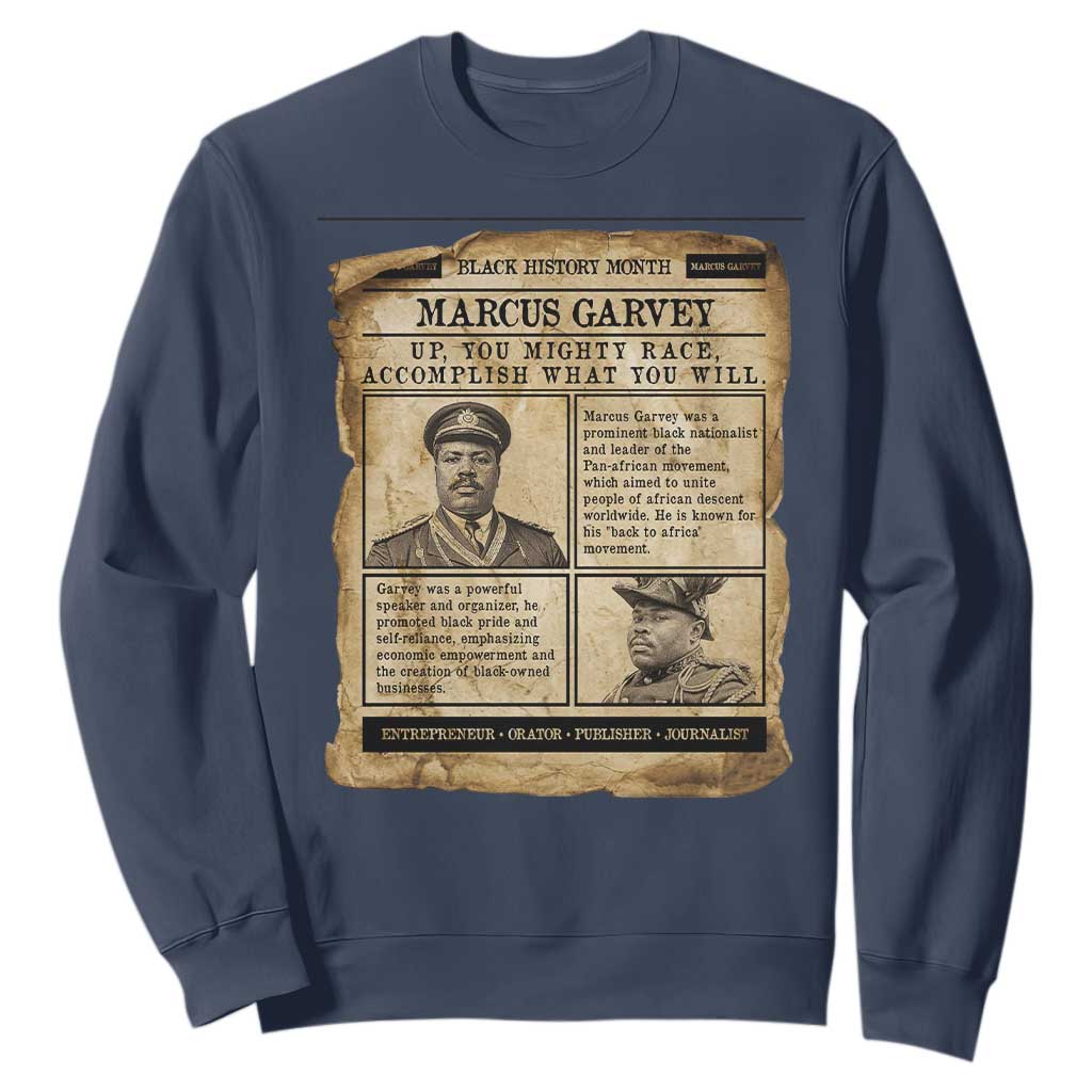 Vintage Newspaper Marcus Garvey Sweatshirt Up You Mighty Race Quote