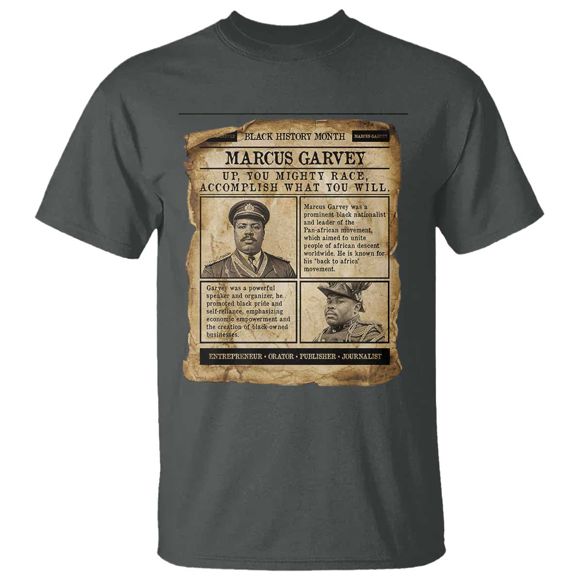 Vintage Newspaper Marcus Garvey T Shirt Up You Mighty Race Quote