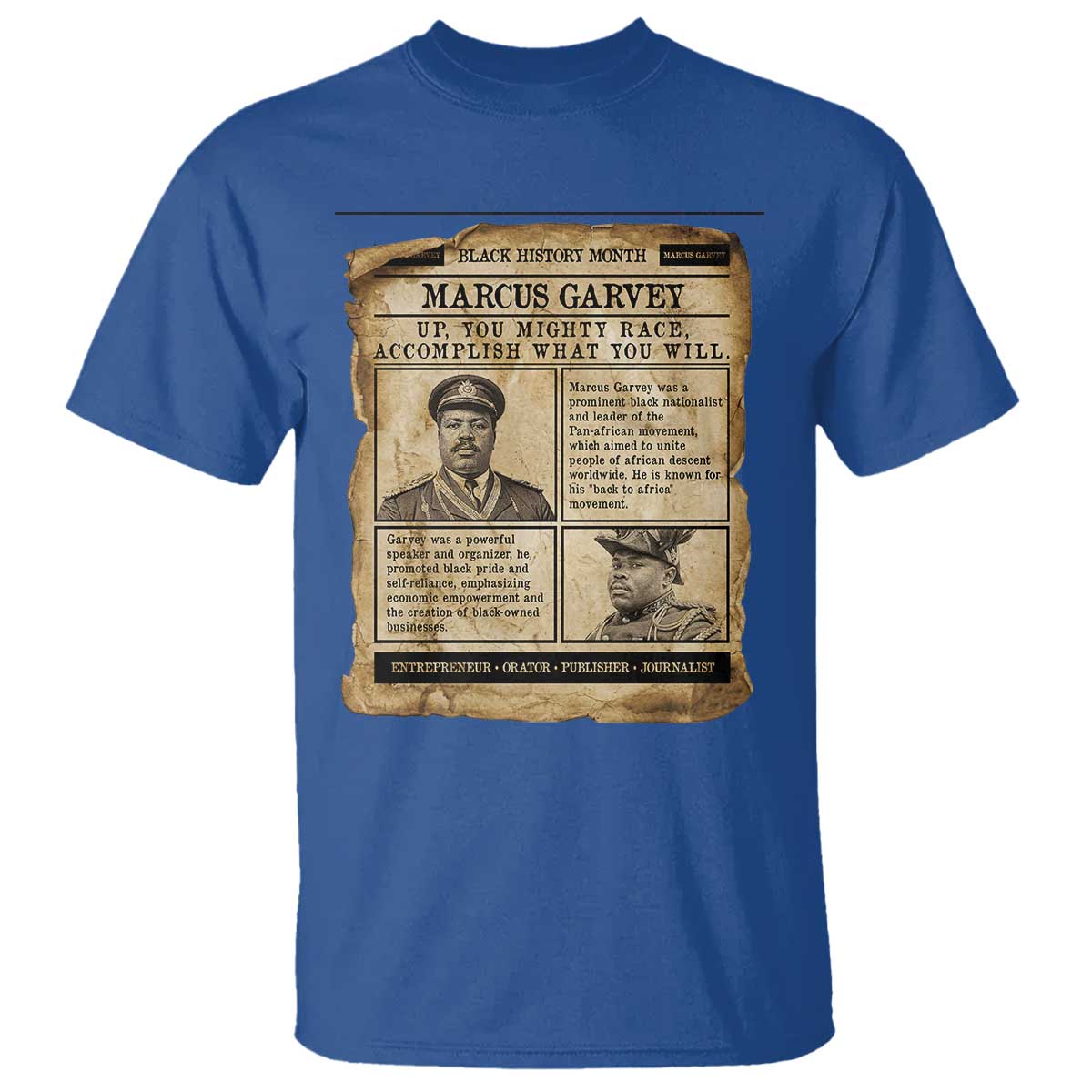 Vintage Newspaper Marcus Garvey T Shirt Up You Mighty Race Quote