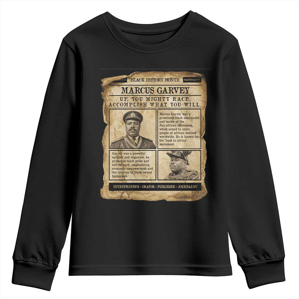 Vintage Newspaper Marcus Garvey Youth Sweatshirt Up You Mighty Race Quote