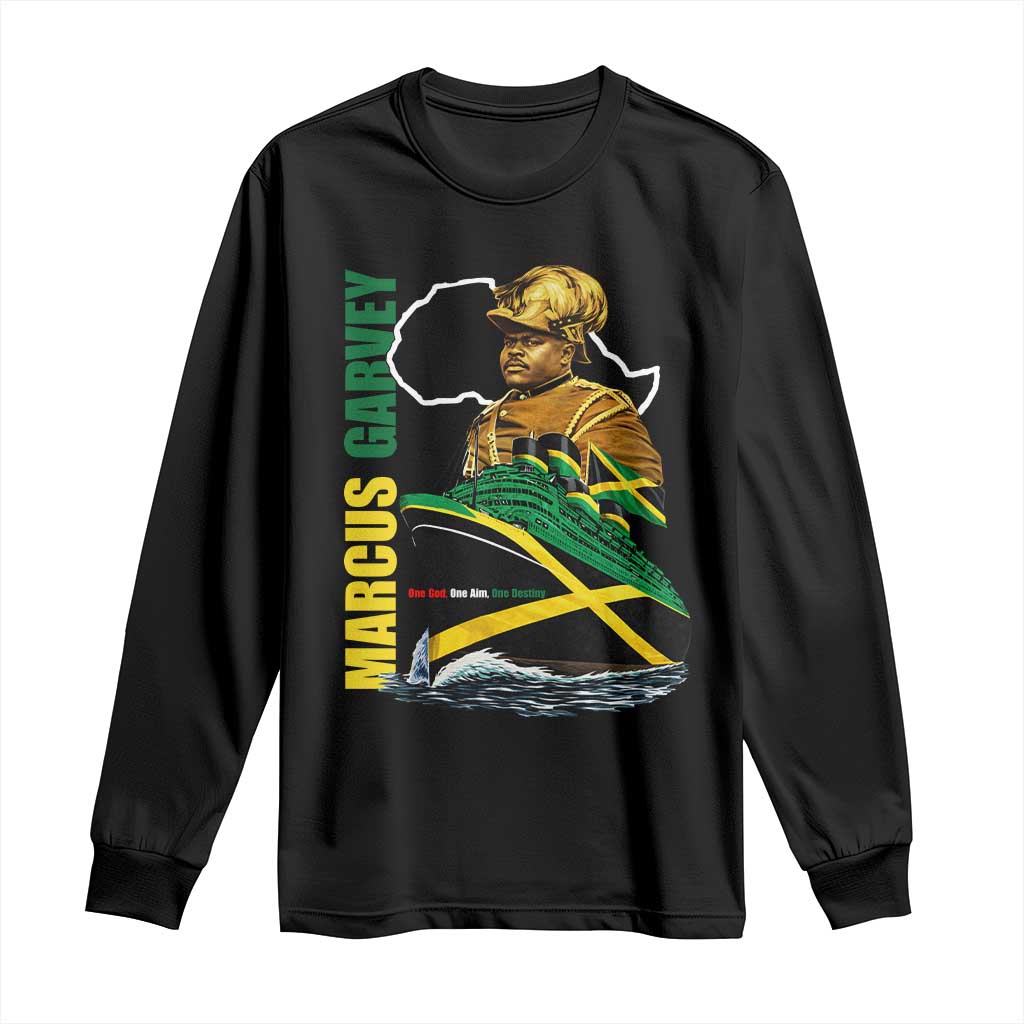Marcus Garvey Jamaica Pride Long Sleeve Shirt One God One Aim One Destiny