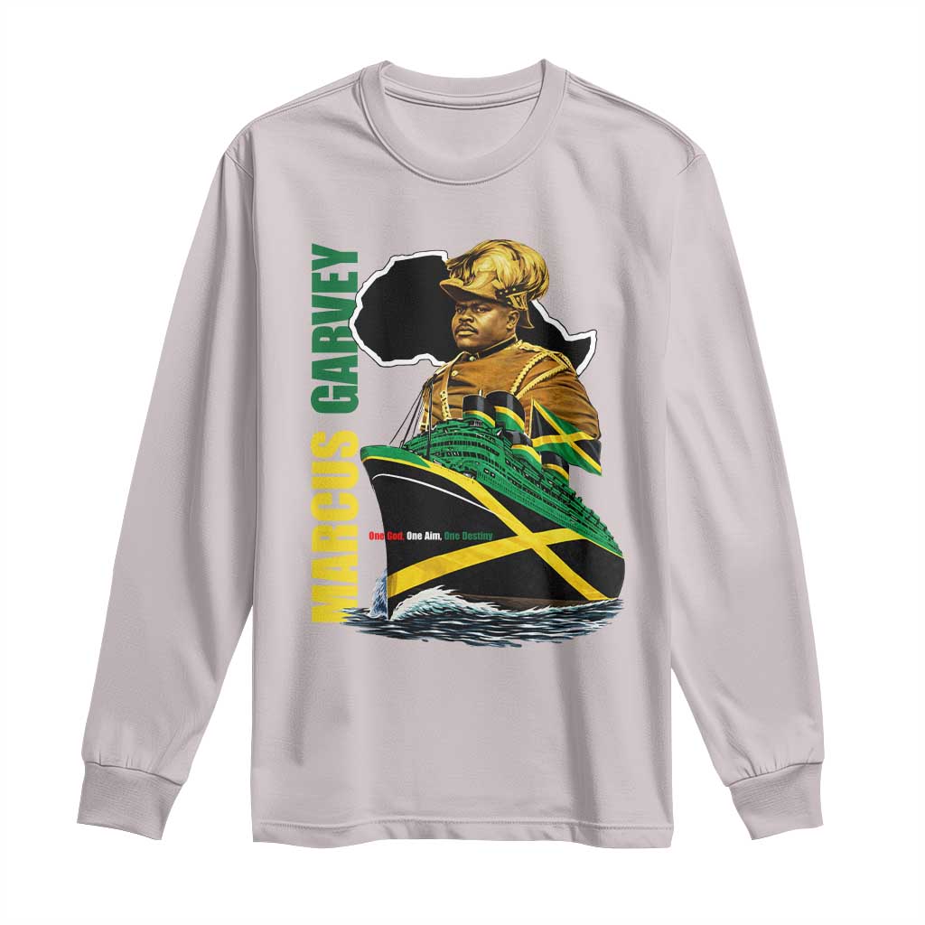 Marcus Garvey Jamaica Pride Long Sleeve Shirt One God One Aim One Destiny