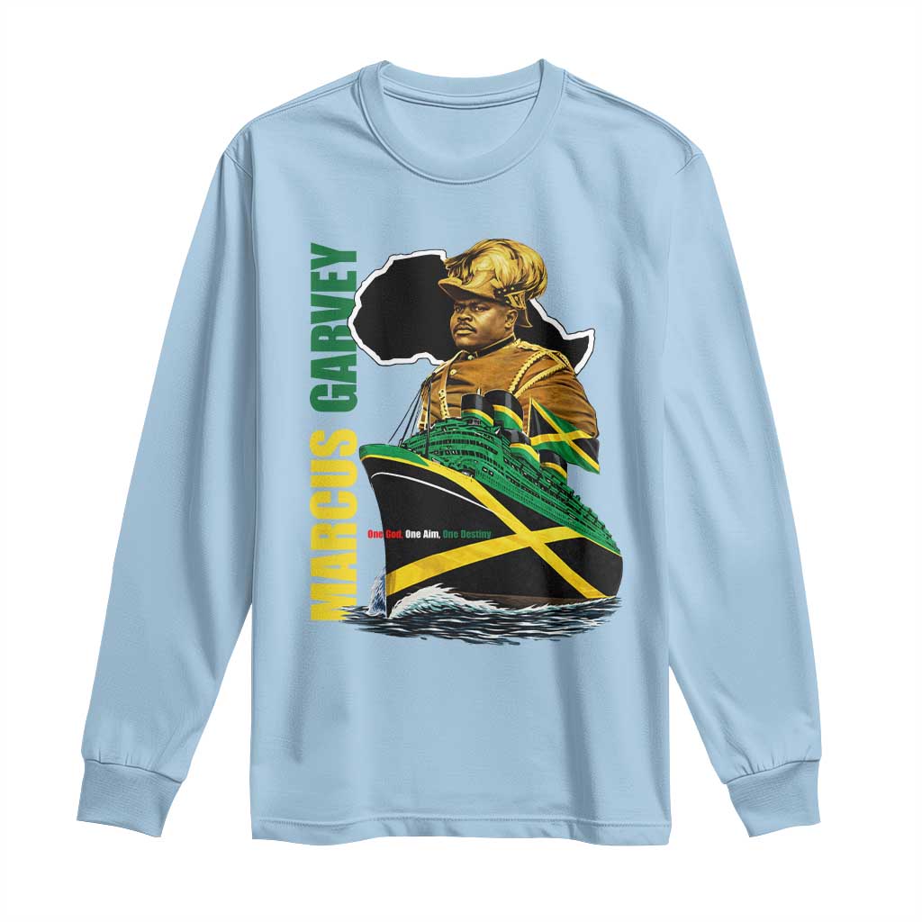 Marcus Garvey Jamaica Pride Long Sleeve Shirt One God One Aim One Destiny