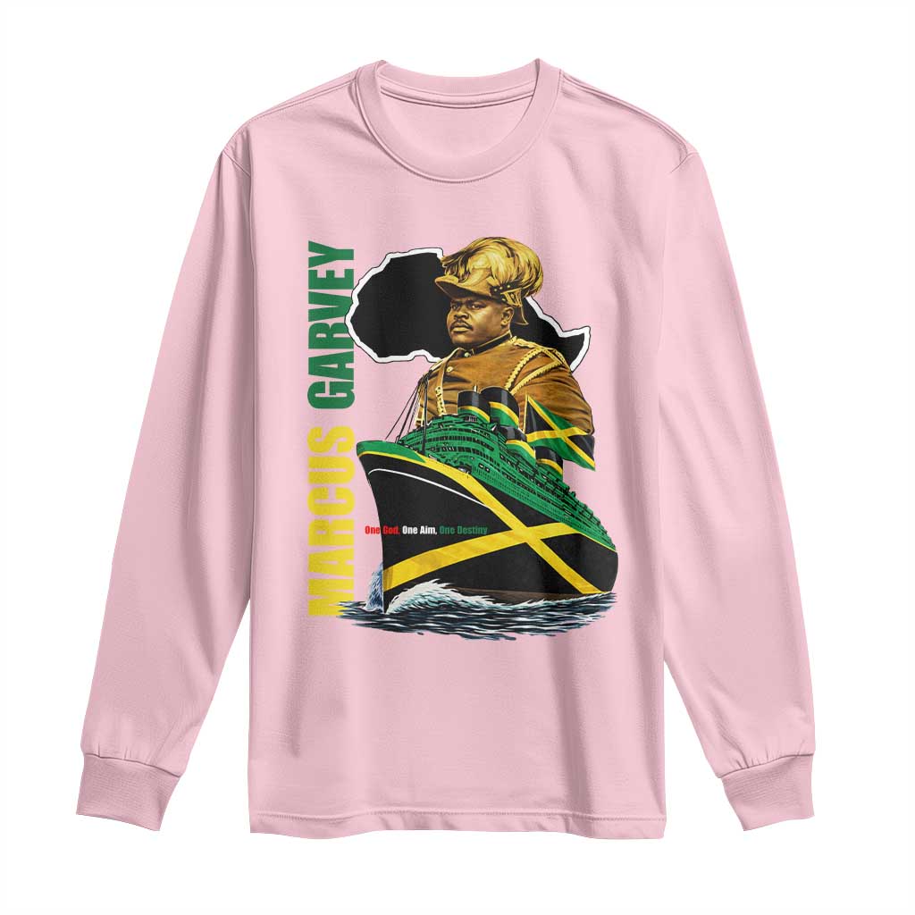 Marcus Garvey Jamaica Pride Long Sleeve Shirt One God One Aim One Destiny