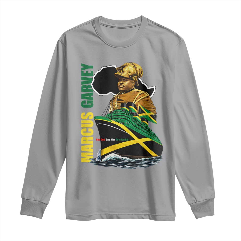 Marcus Garvey Jamaica Pride Long Sleeve Shirt One God One Aim One Destiny