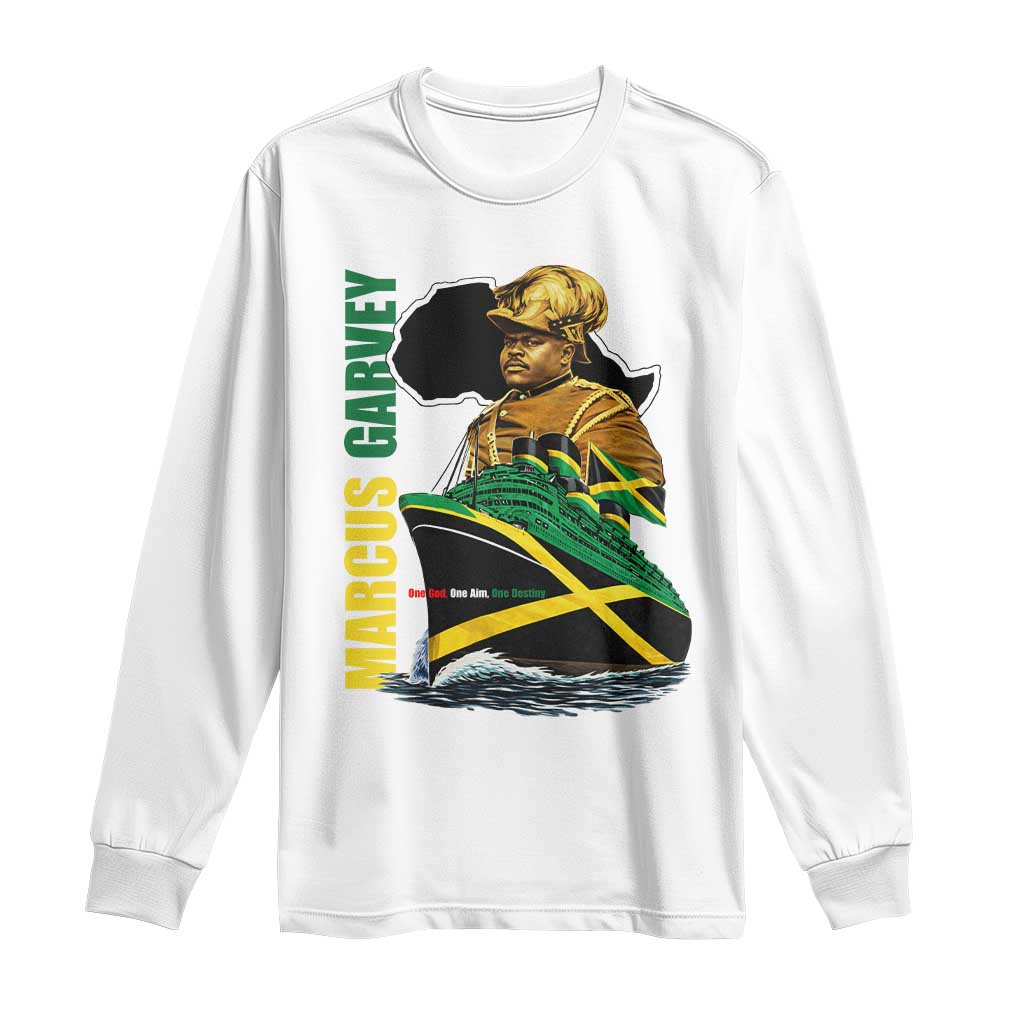 Marcus Garvey Jamaica Pride Long Sleeve Shirt One God One Aim One Destiny