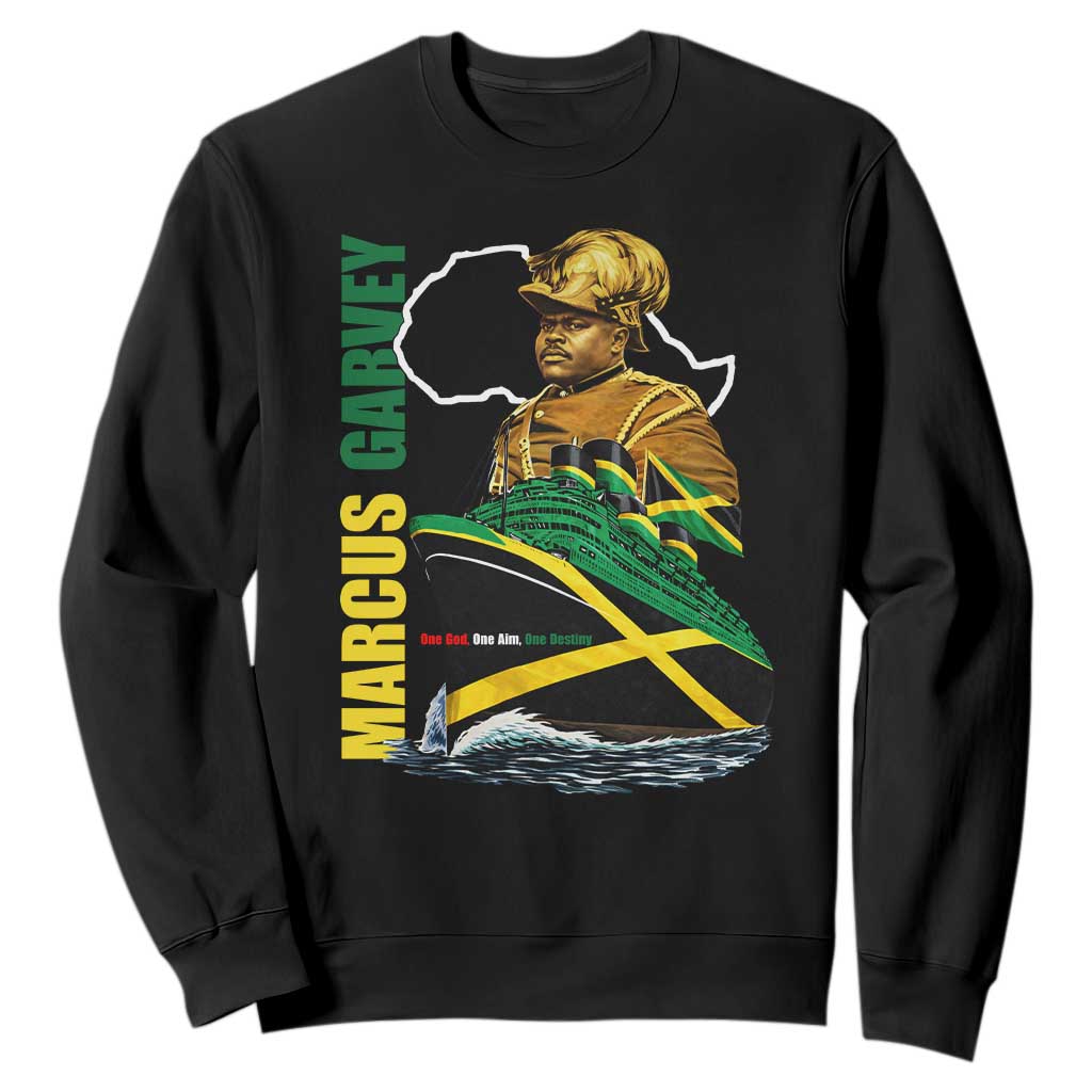 Marcus Garvey Jamaica Pride Sweatshirt One God One Aim One Destiny
