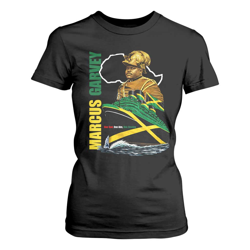 Marcus Garvey Jamaica Pride T Shirt For Women One God One Aim One Destiny