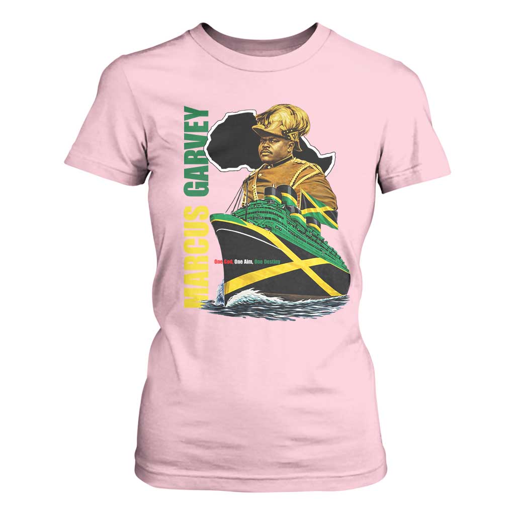 Marcus Garvey Jamaica Pride T Shirt For Women One God One Aim One Destiny