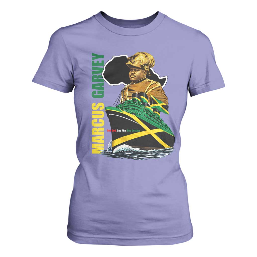 Marcus Garvey Jamaica Pride T Shirt For Women One God One Aim One Destiny