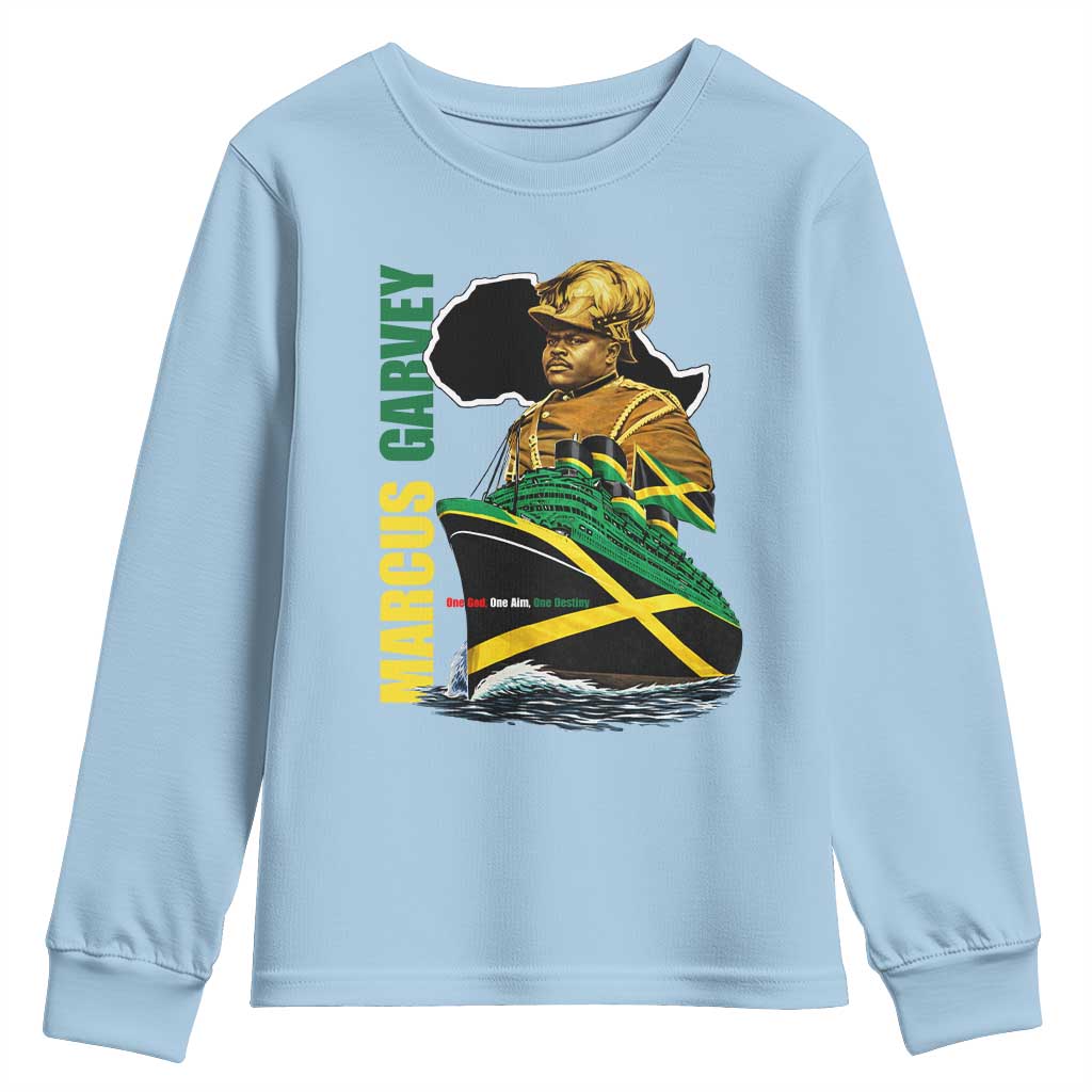 Marcus Garvey Jamaica Pride Youth Sweatshirt One God One Aim One Destiny