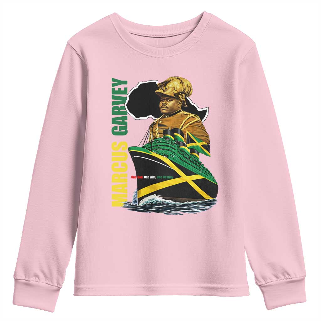 Marcus Garvey Jamaica Pride Youth Sweatshirt One God One Aim One Destiny