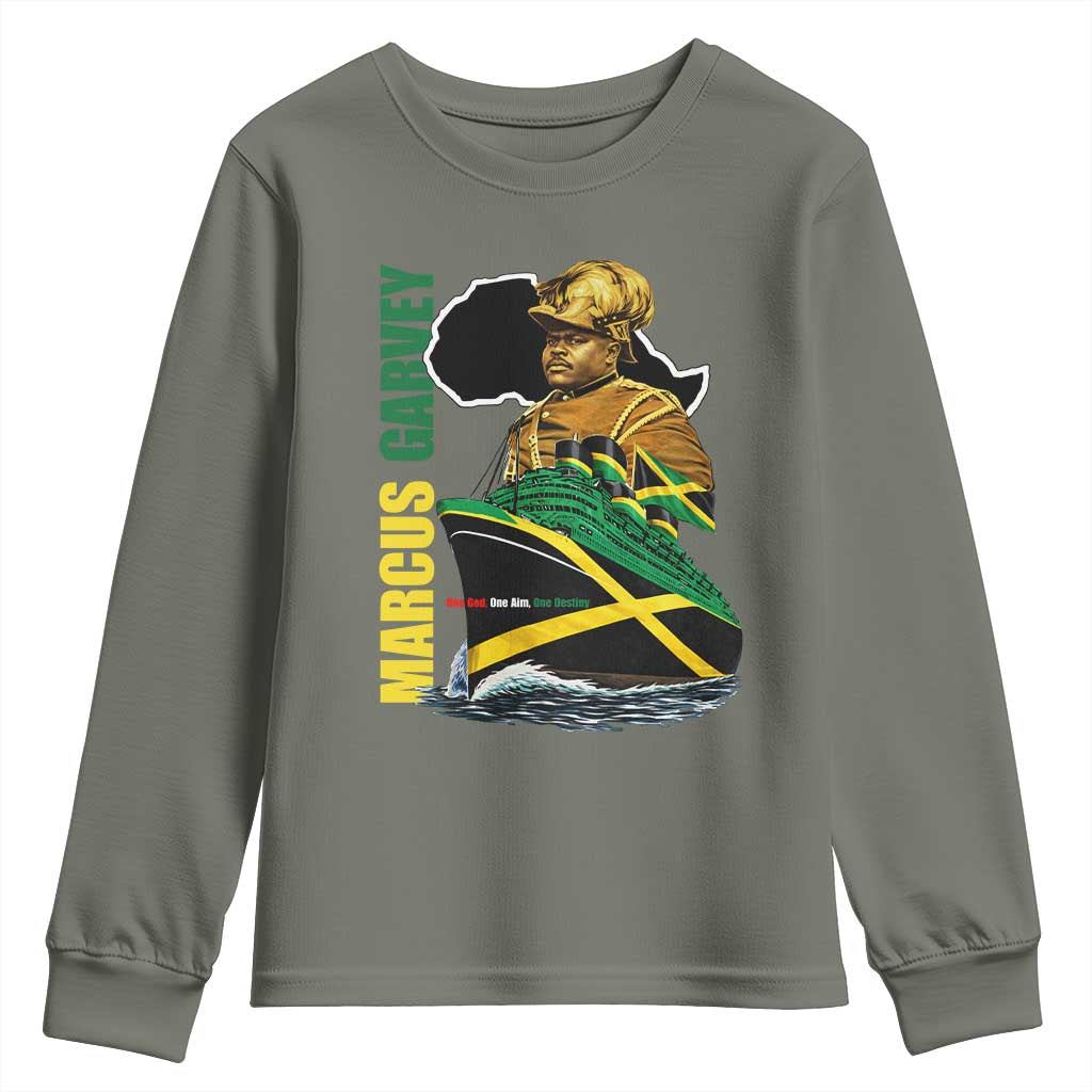 Marcus Garvey Jamaica Pride Youth Sweatshirt One God One Aim One Destiny