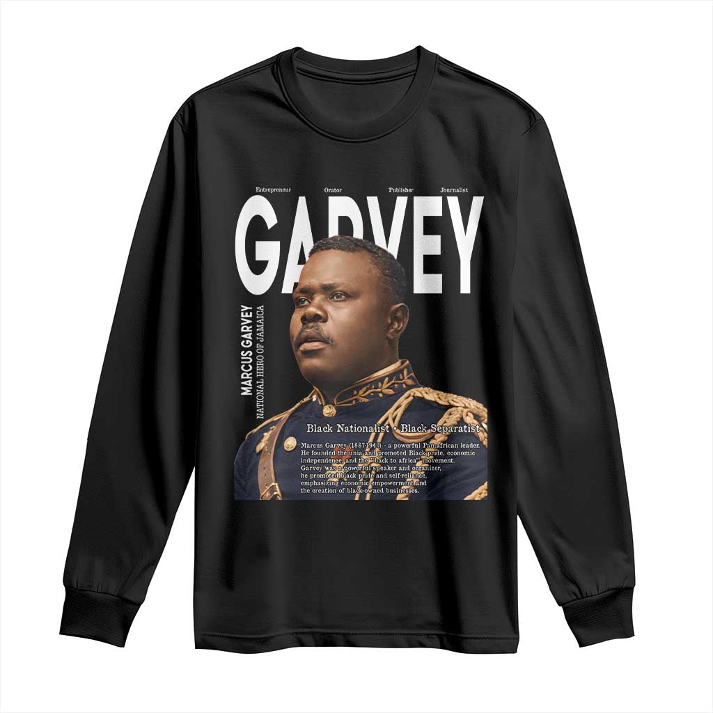 Vintage Black History Hero Marcus Garvey Long Sleeve Shirt Black Pride