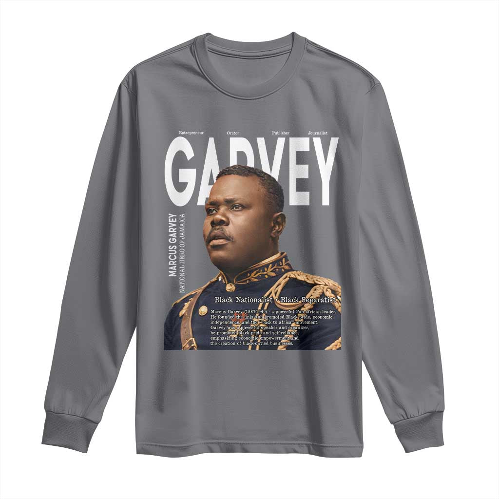 Vintage Black History Hero Marcus Garvey Long Sleeve Shirt Black Pride