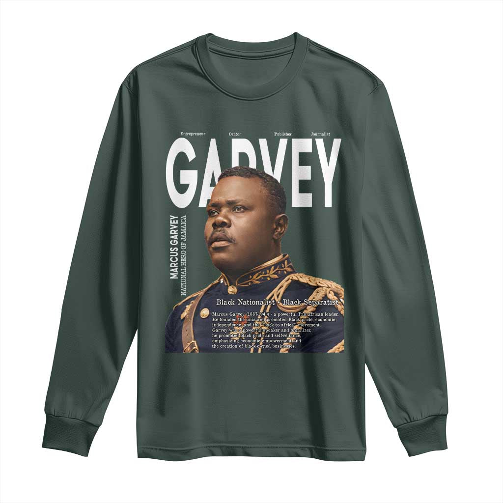 Vintage Black History Hero Marcus Garvey Long Sleeve Shirt Black Pride