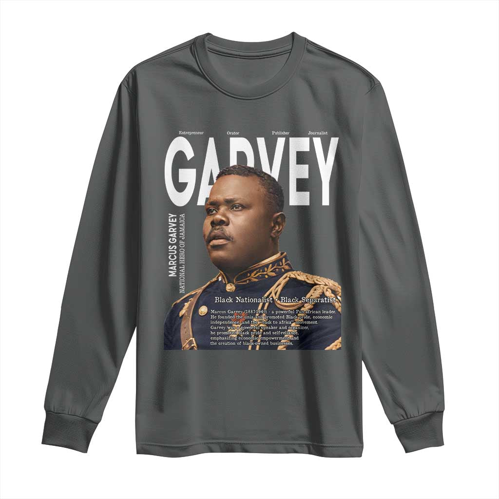 Vintage Black History Hero Marcus Garvey Long Sleeve Shirt Black Pride