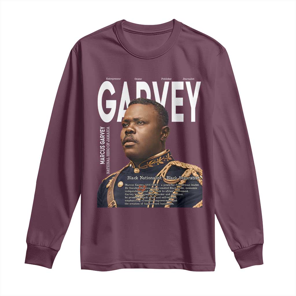 Vintage Black History Hero Marcus Garvey Long Sleeve Shirt Black Pride