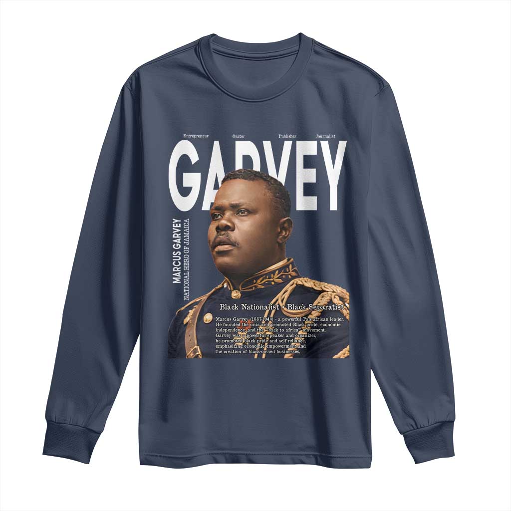 Vintage Black History Hero Marcus Garvey Long Sleeve Shirt Black Pride