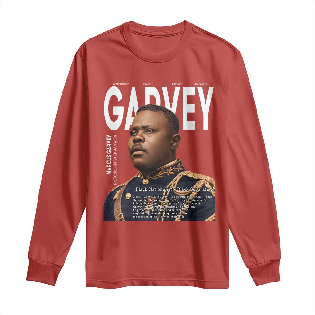 Vintage Black History Hero Marcus Garvey Long Sleeve Shirt Black Pride