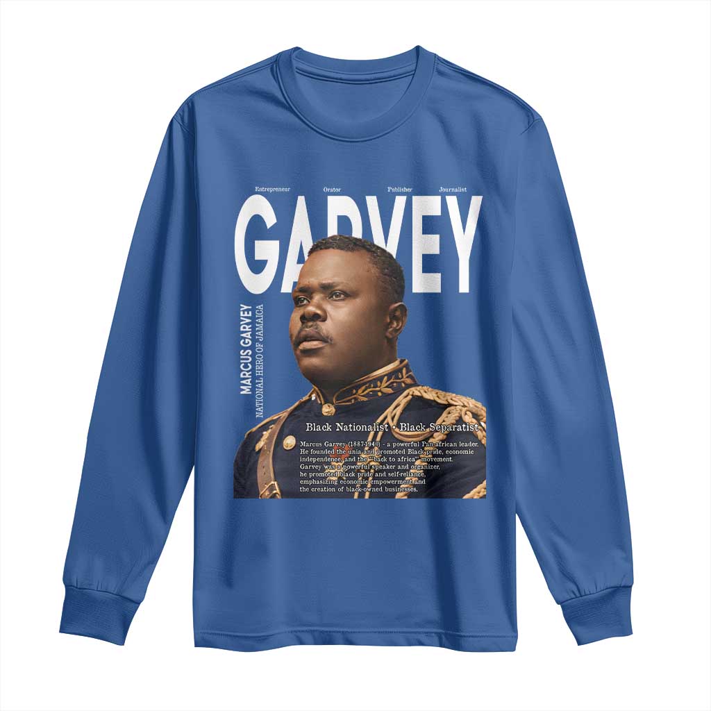 Vintage Black History Hero Marcus Garvey Long Sleeve Shirt Black Pride