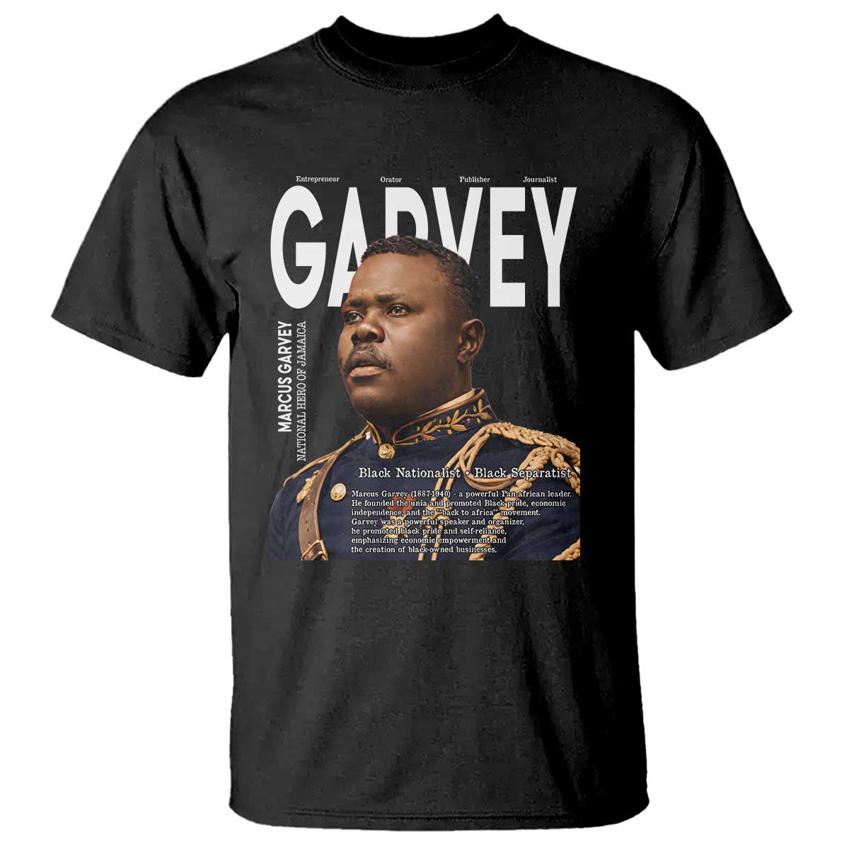 Vintage Black History Hero Marcus Garvey T Shirt Black Pride