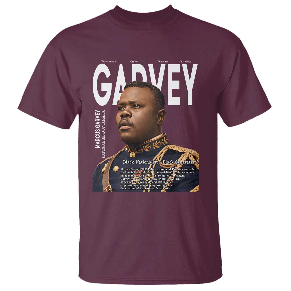 Vintage Black History Hero Marcus Garvey T Shirt Black Pride