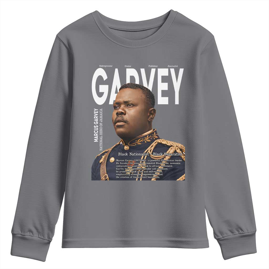 Vintage Black History Hero Marcus Garvey Youth Sweatshirt Black Pride