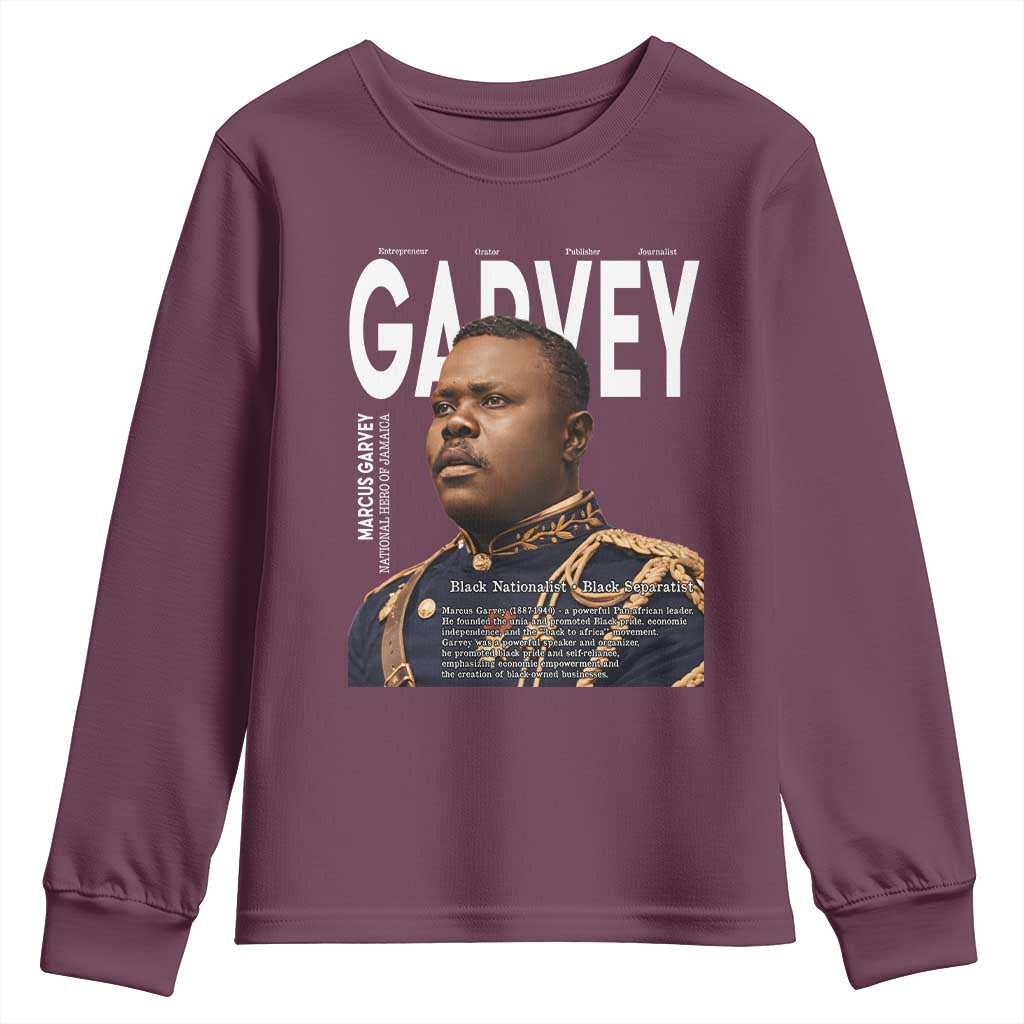 Vintage Black History Hero Marcus Garvey Youth Sweatshirt Black Pride